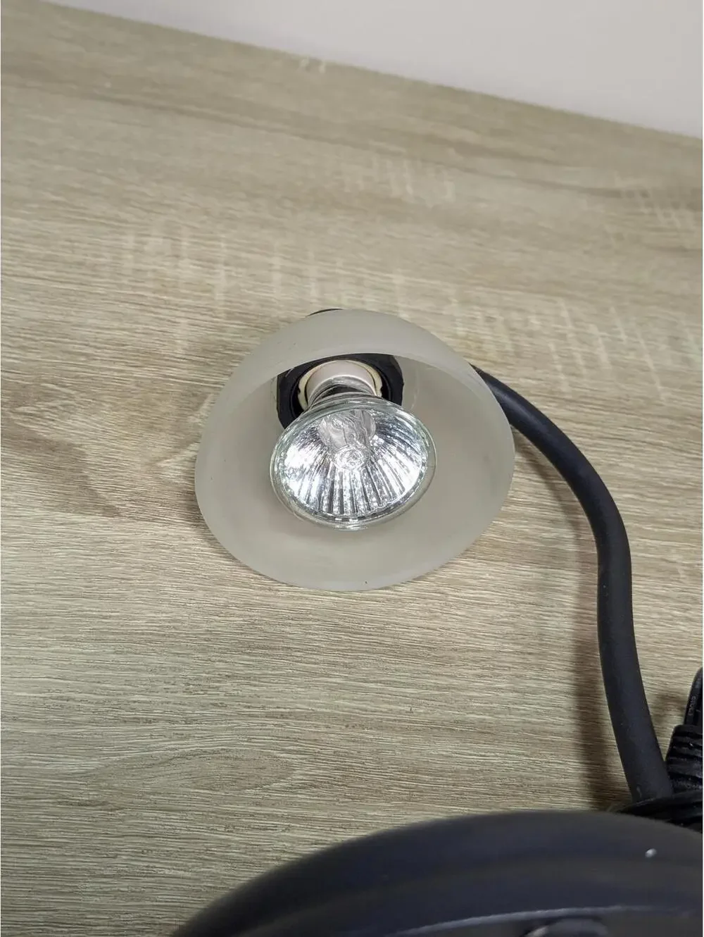 Desk Lamp with Frosted Glass Shade and Black Base